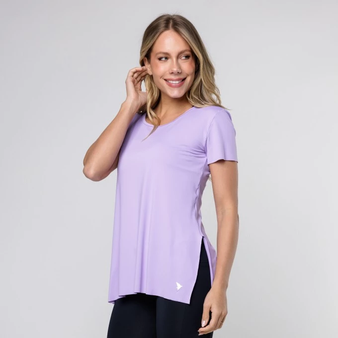 Blusa de Manguinha Lavanda Tapa Bumbum Fenda Lateral
