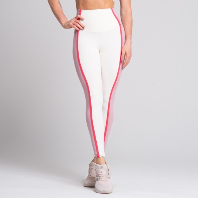 Legging Feminina Off White Bicolor com Chapado Lateral